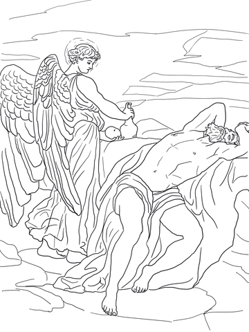 God Sends An Angel To Elijah Coloring Page